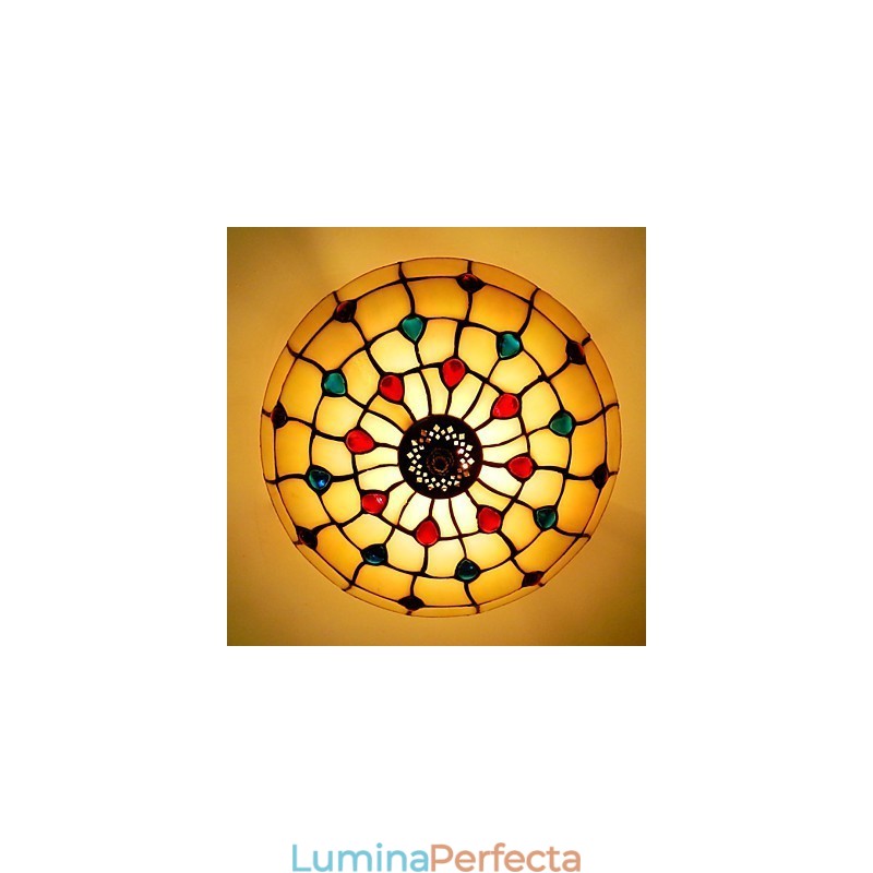 30 * 19 cm tip Europa stil fier forjat Pnd coadă pe jumătate de dom lampă de sticlă colorată