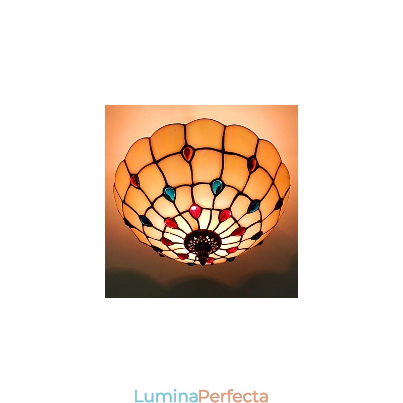 30 * 19 cm tip Europa stil fier forjat Pnd coadă pe jumătate de dom lampă de sticlă colorată