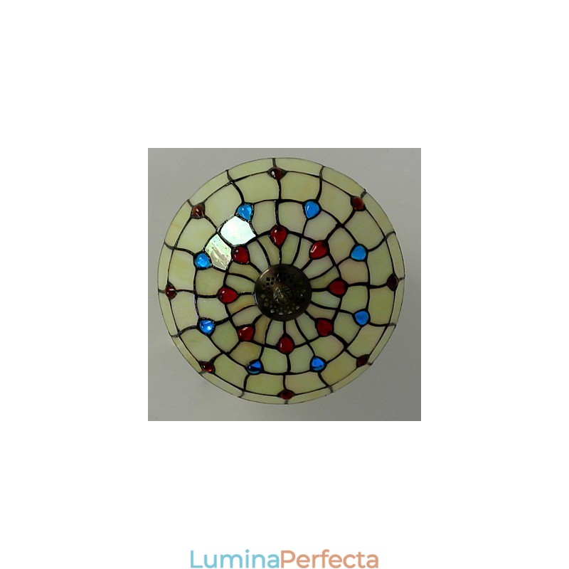 30 * 19 cm tip Europa stil fier forjat Pnd coadă pe jumătate de dom lampă de sticlă colorată