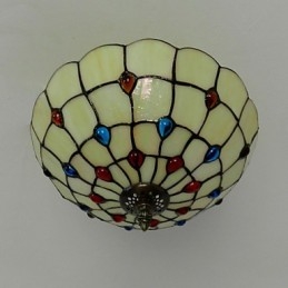 30 * 19 cm tip Europa stil fier forjat Pnd coadă pe jumătate de dom lampă de sticlă colorată