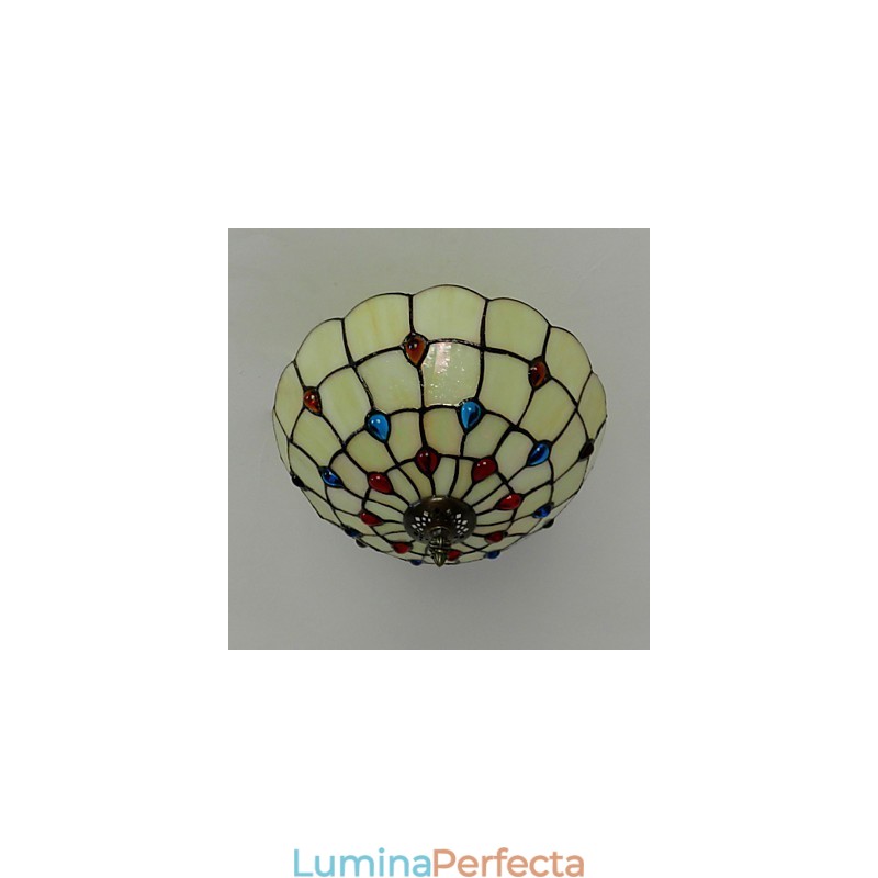 30 * 19 cm tip Europa stil fier forjat Pnd coadă pe jumătate de dom lampă de sticlă colorată