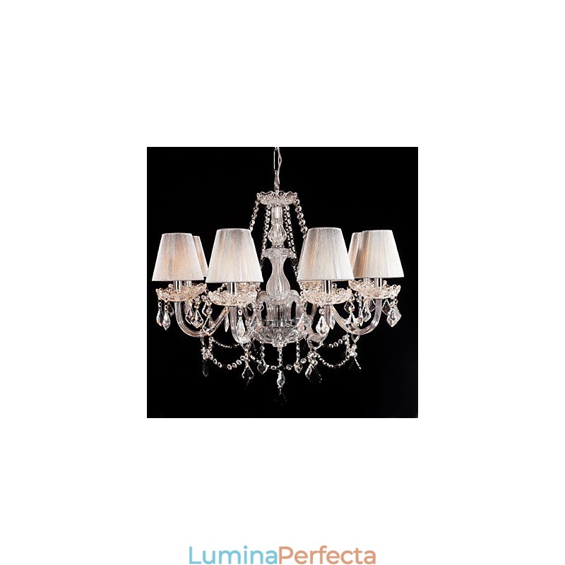Candelabru Crystal Luxury Modern Living 8 Lumini cu Abajur din Tesatura