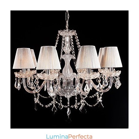 Candelabru Crystal Luxury Modern Living 8 Lumini cu Abajur din Tesatura