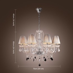 Candelabru Crystal Luxury Modern Living 8 Lumini cu Abajur din Tesatura
