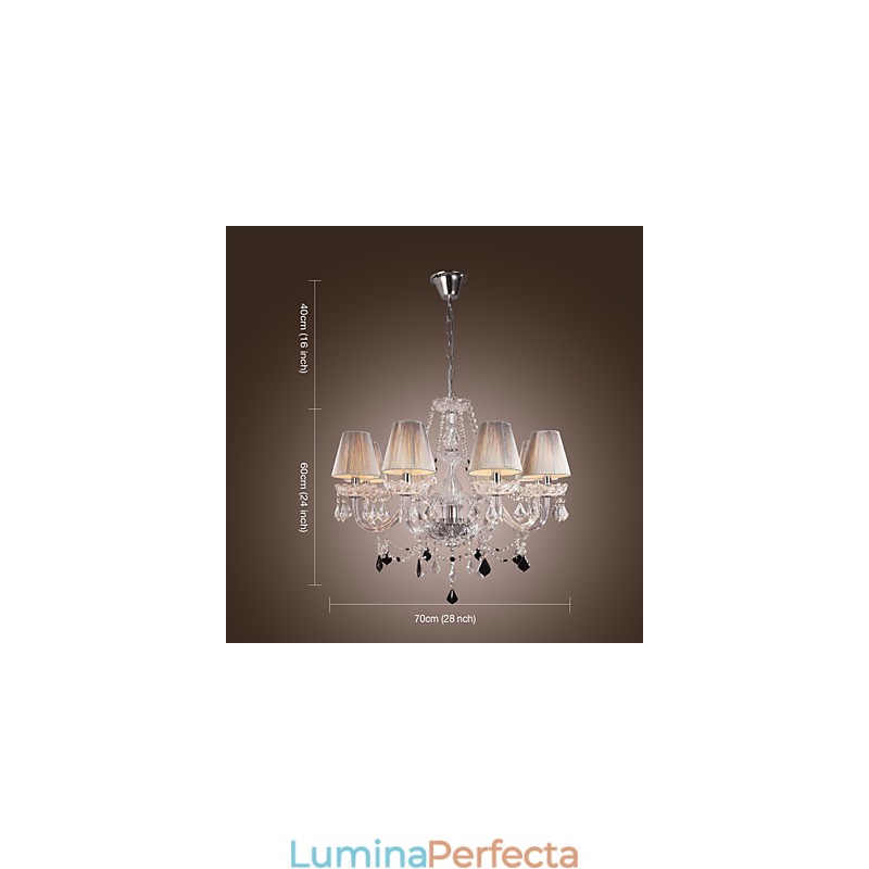 Candelabru Crystal Luxury Modern Living 8 Lumini cu Abajur din Tesatura