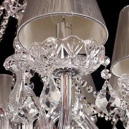 Candelabru Crystal Luxury Modern Living 8 Lumini cu Abajur din Tesatura