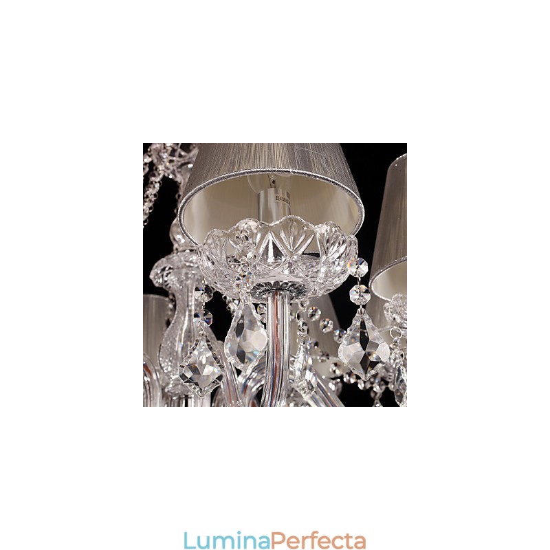 Candelabru Crystal Luxury Modern Living 8 Lumini cu Abajur din Tesatura