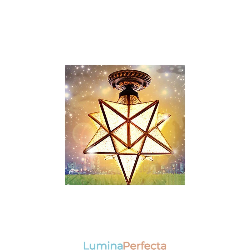 Stele de vitralii ale artelor creative rurale europene pentru a absorbi lumina lămpii cu dom