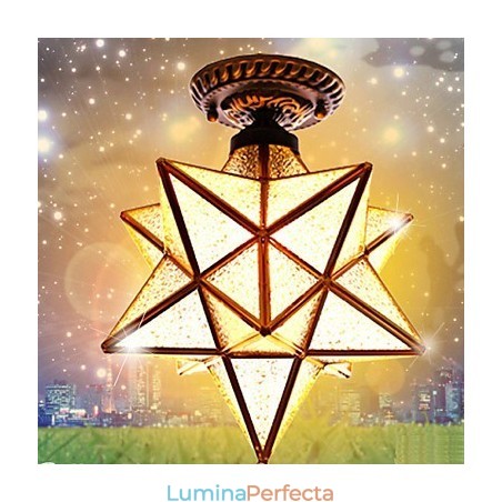 Stele de vitralii ale artelor creative rurale europene pentru a absorbi lumina lămpii cu dom Stele de vitralii ale artelor creative rurale europene pentru a absorbi lumina lămpii cu dom