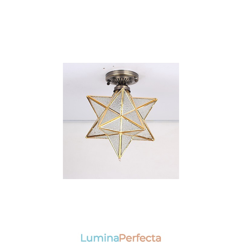 Stele de vitralii ale artelor creative rurale europene pentru a absorbi lumina lămpii cu dom