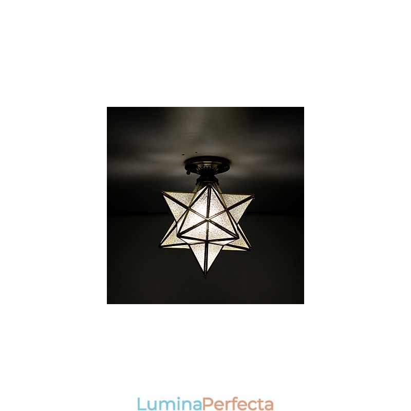 Stele de vitralii ale artelor creative rurale europene pentru a absorbi lumina lămpii cu dom