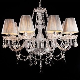 Candelabru Crystal Luxury Modern Living 8 Lumini cu Abajur din Tesatura