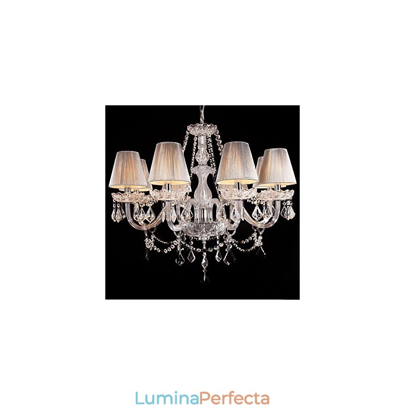 Candelabru Crystal Luxury Modern Living 8 Lumini cu Abajur din Tesatura