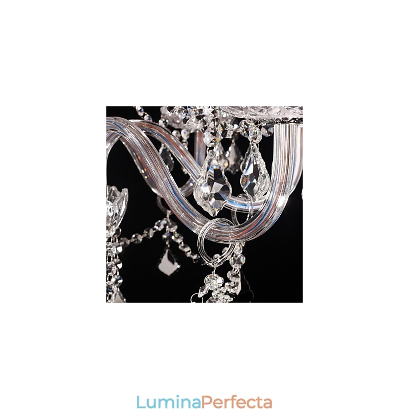 Candelabru Crystal Luxury Modern Living 8 Lumini cu Abajur din Tesatura
