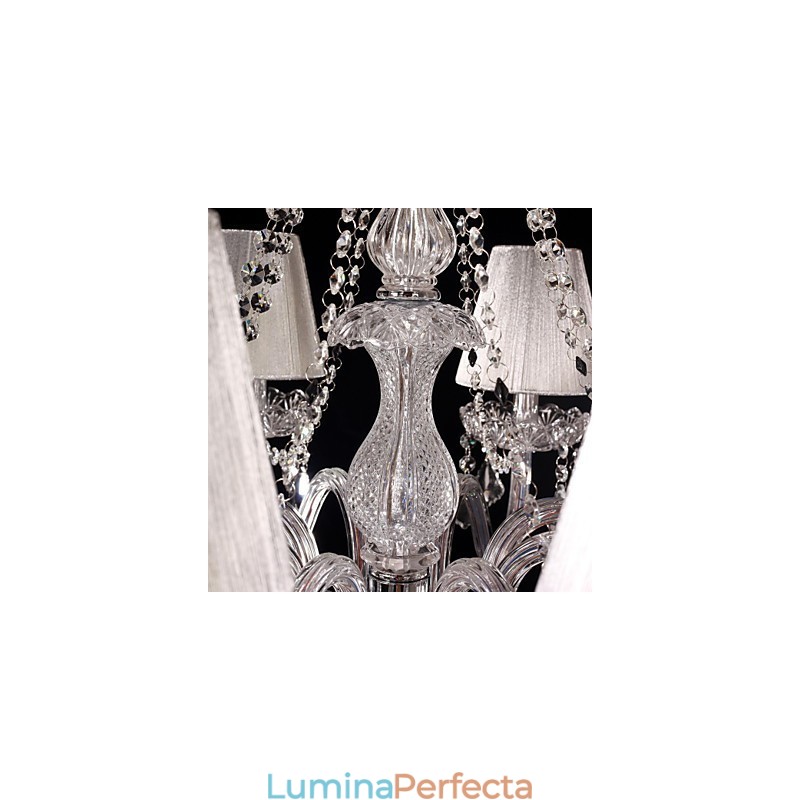 Candelabru Crystal Luxury Modern Living 8 Lumini cu Abajur din Tesatura