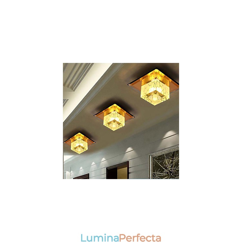 Plafoniera Mini Crystal Spot 3W Lampă Creativă Tubă Lumină Colorată Cupolă pătrată