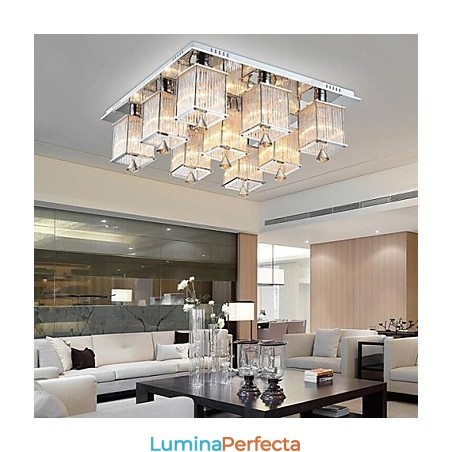 Montaj încastrat din metal cromat din cristal modern contemporan Montaj încastrat din metal cromat din cristal modern contemporan