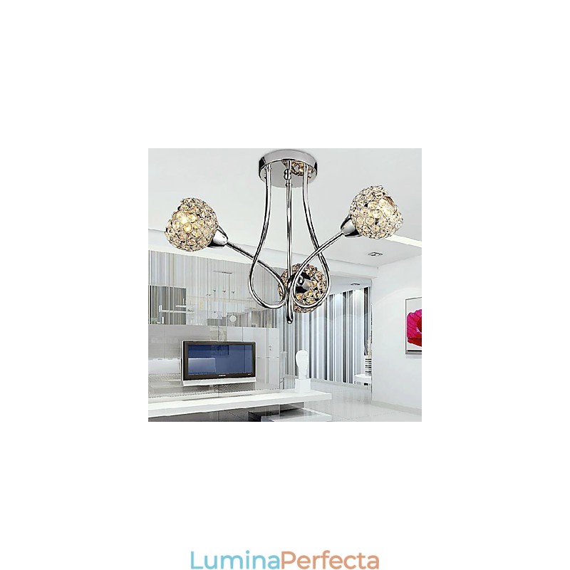 Montaj modern, strălucitor, cu 3 lumini, cu design de cristal