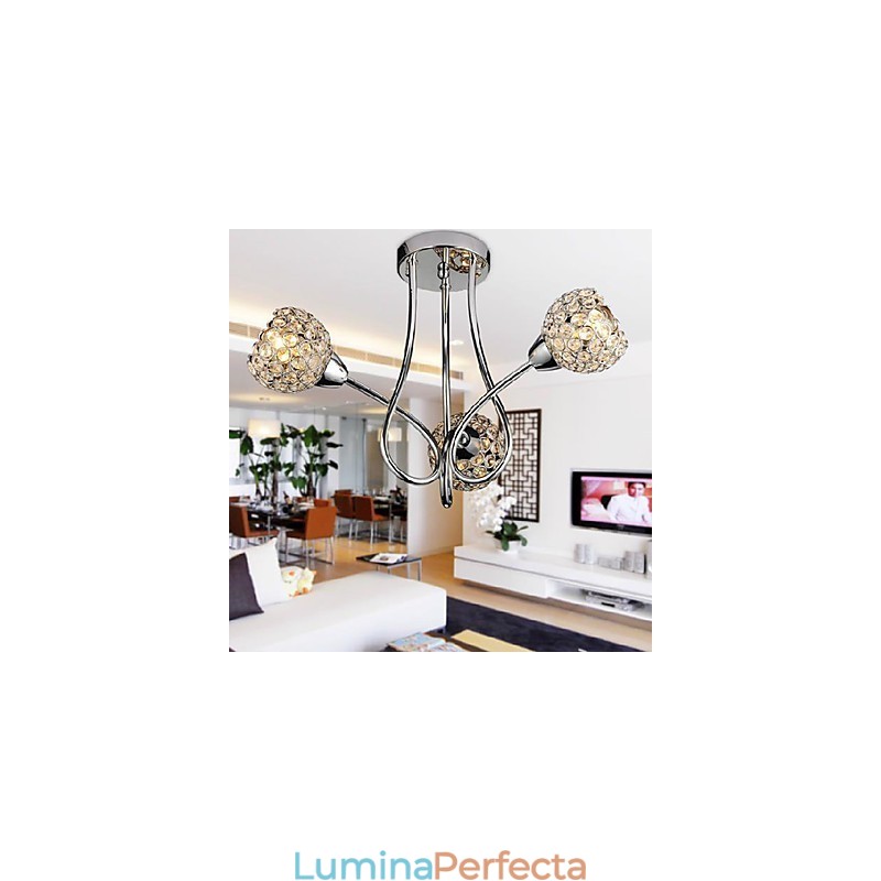 Montaj modern, strălucitor, cu 3 lumini, cu design de cristal