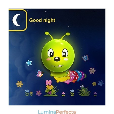 Lumina din plastic rezistentă la temperatură ridicată Caterpillar și 10 C pot îndepărta lampa de perete cu hârtie de perete 3D creativă Lumina din plastic rezistentă la temperatură ridicată Caterpillar și 10 C pot îndepărta lampa de perete cu hârtie de perete 3D creativă