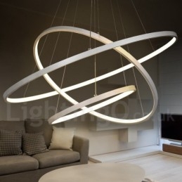 Lampă suspendată reglabilă cu telecomandă, design modern, trei inele