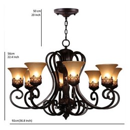 Candelabru Pandantiv 8 Lumini Vintage Country Island Metal+Sticlă