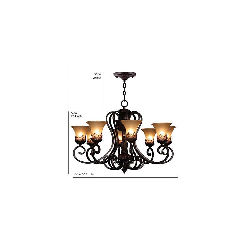 Candelabru Pandantiv 8 Lumini Vintage Country Island Metal+Sticlă