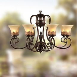 Candelabru Pandantiv 8 Lumini Vintage Country Island Metal+Sticlă