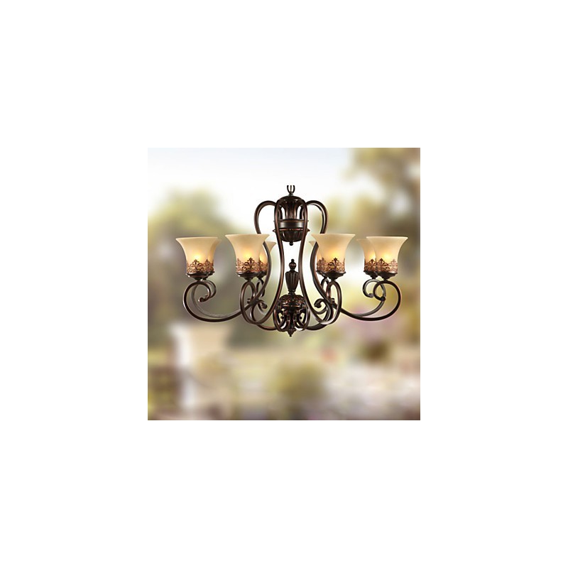 Candelabru Pandantiv 8 Lumini Vintage Country Island Metal+Sticlă