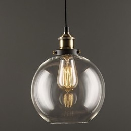 Lampă suspendată din fabrică industrială, alamă antică, cu o lumină, abajur din sticlă, lampă suspendată pentru cafenea