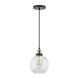 Lampă suspendată din fabrică industrială, alamă antică, cu o lumină, abajur din sticlă, lampă suspendată pentru cafenea