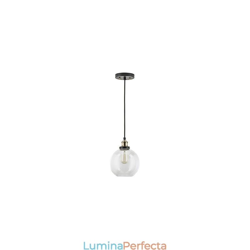 Lampă suspendată din fabrică industrială, alamă antică, cu o lumină, abajur din sticlă, lampă suspendată pentru cafenea
