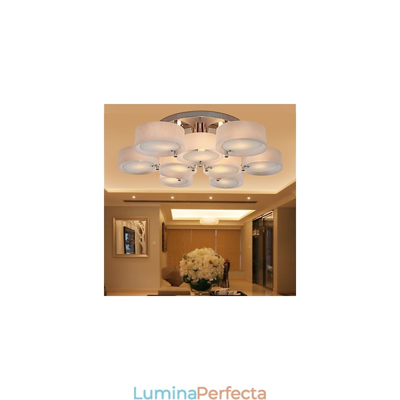 Candelabru modern, contemporan, din metal cromat, montat încastrat