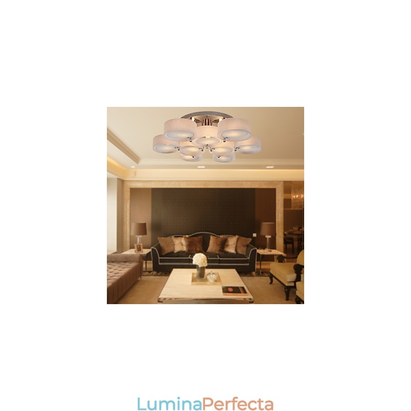 Candelabru modern, contemporan, din metal cromat, montat încastrat
