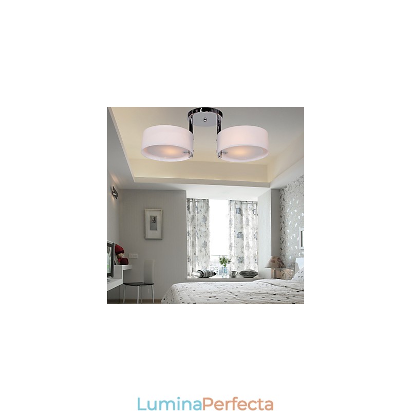 Candelabru modern, contemporan, din metal cromat, montat încastrat