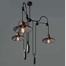 Lampă suspendată Vintage Pully 3 Island Foyer Metal+ Galss abajur interior
