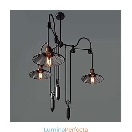 Lampă suspendată Vintage Pully 3 Island Foyer Metal+ Galss abajur interior