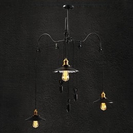 Lampă suspendată Vintage Pully 3 Island Foyer Metal+ Galss abajur interior