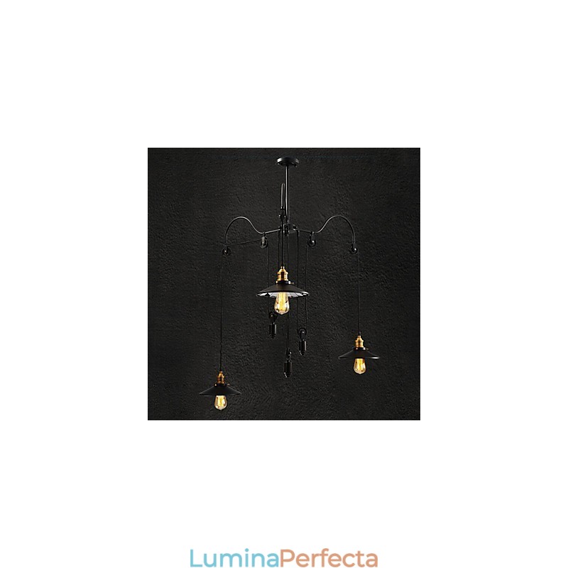 Lampă suspendată Vintage Pully 3 Island Foyer Metal+ Galss abajur interior