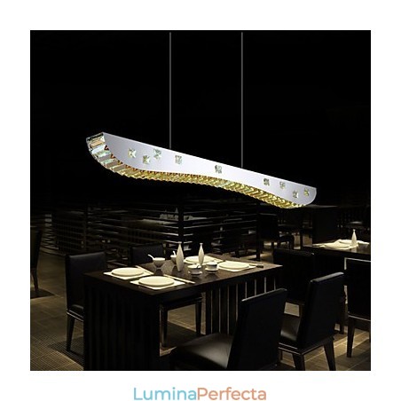 Lampă de suspendare din cristal Lampă de suspendare din metal cromat chihlimbar sau cristal transparent