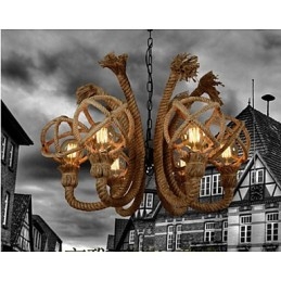 Vintage Iron Art Hemp Rope Candelabru rural american