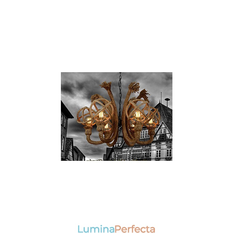 Vintage Iron Art Hemp Rope Candelabru rural american