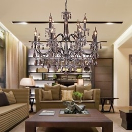 Candelabru Cristal Modern 2 Nivele Living 12 Lumini