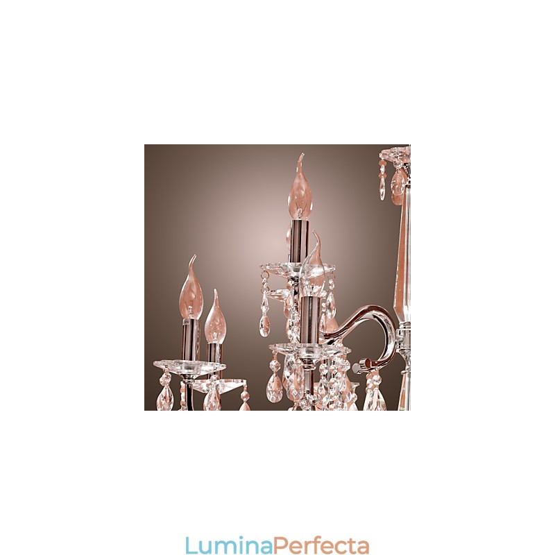 Candelabru Cristal Modern 2 Nivele Living 12 Lumini