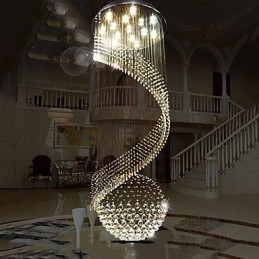 Candelabru modern din cristal Lampă de iluminat suspendată Plafoniere cu sursă cristal K9 transparent