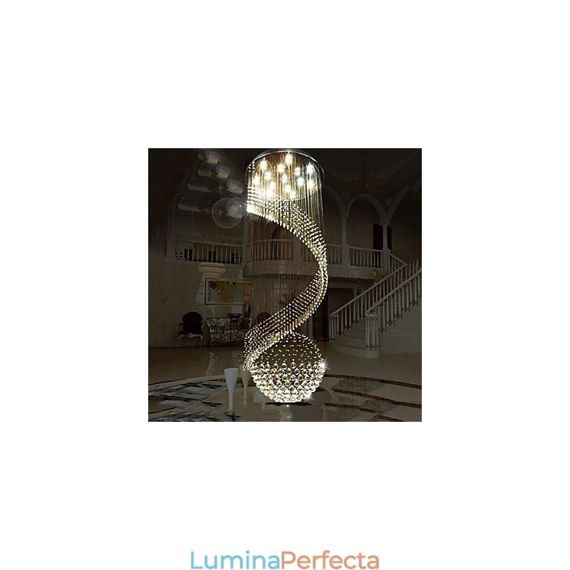 Candelabru modern din cristal Lampă de iluminat suspendată Plafoniere cu sursă cristal K9 transparent