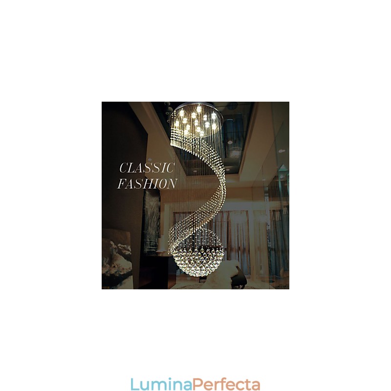 Candelabru modern din cristal Lampă de iluminat suspendată Plafoniere cu sursă cristal K9 transparent