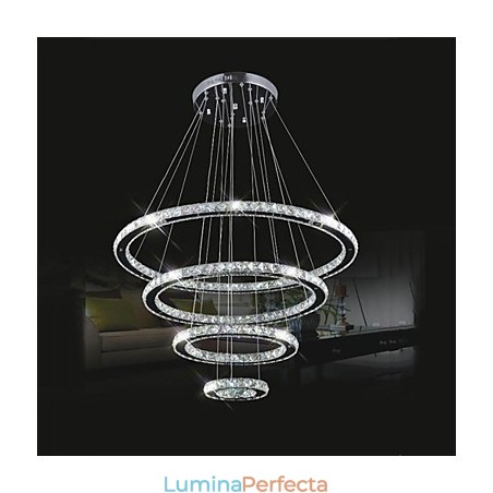 Lampă cu pandantiv din cristal Plafon de iluminat cristal transparent rotund 4 inele 40CM 60CM 80CM Corpuri sursă