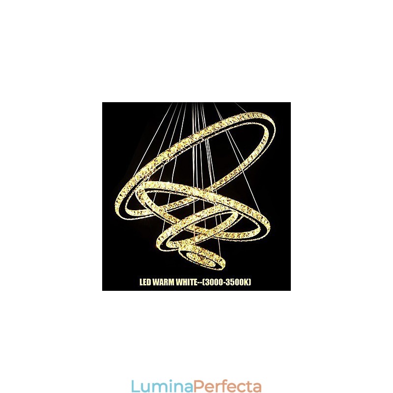 Lampă cu pandantiv din cristal Plafon de iluminat cristal transparent rotund 4 inele 40CM 60CM 80CM Corpuri sursă