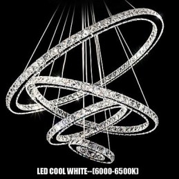 Lampă cu pandantiv din cristal Plafon de iluminat cristal transparent rotund 4 inele 40CM 60CM 80CM Corpuri sursă